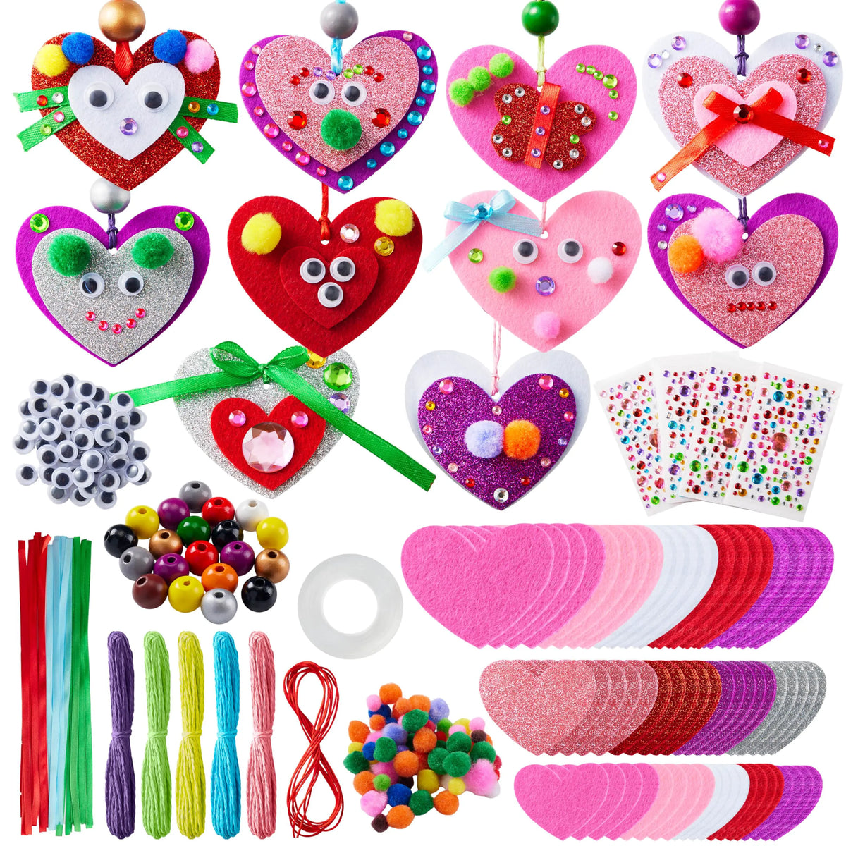 Valentine's Day 264-Piece DIY Heart Felt Craft Set