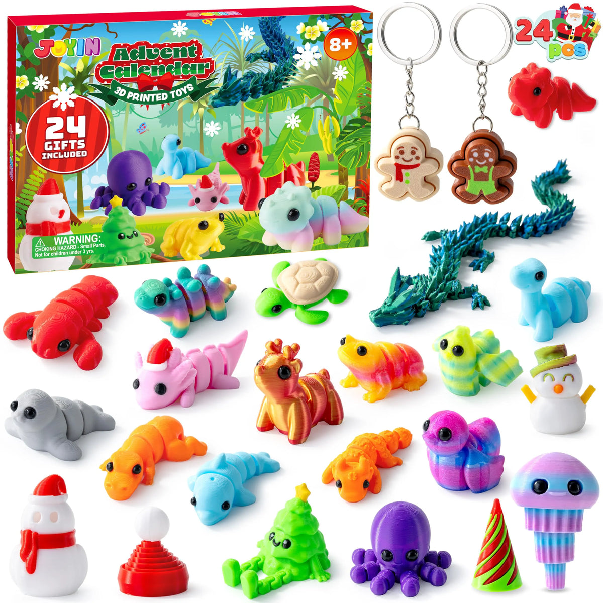 24 Pcs 3D Printed Christmas Advent Calendar Toys