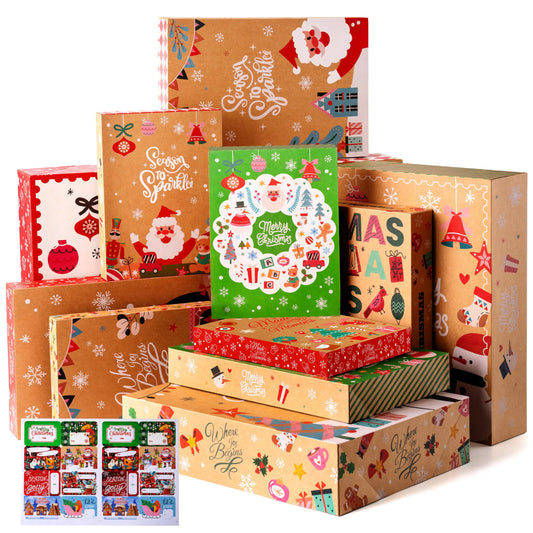 12-Pack Christmas Shirt Gift Boxes with Lids for Presents