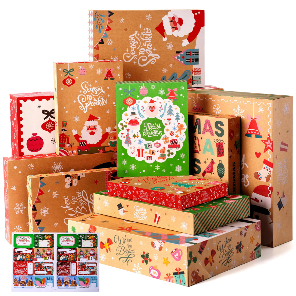 12-Pack Christmas Shirt Gift Boxes with Lids for Presents