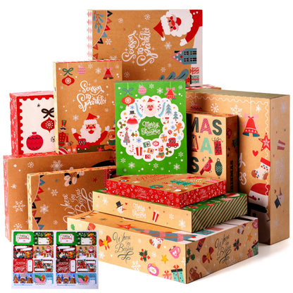 12-Pack Christmas Shirt Gift Boxes with Lids for Presents