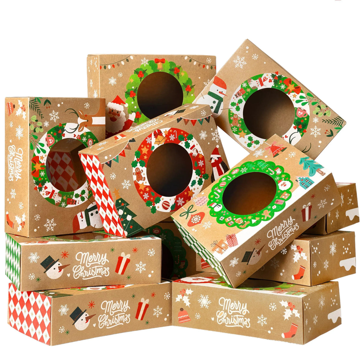 12-Pack Christmas Cookie Boxes for Gift Giving