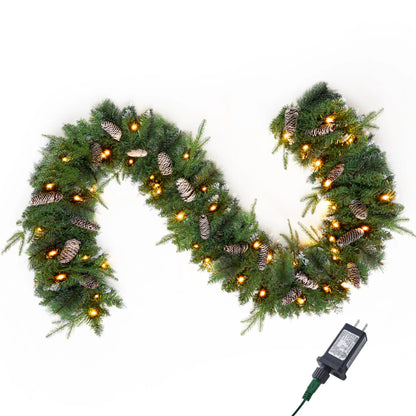 9-Foot Flocked Christmas Garland with Pine