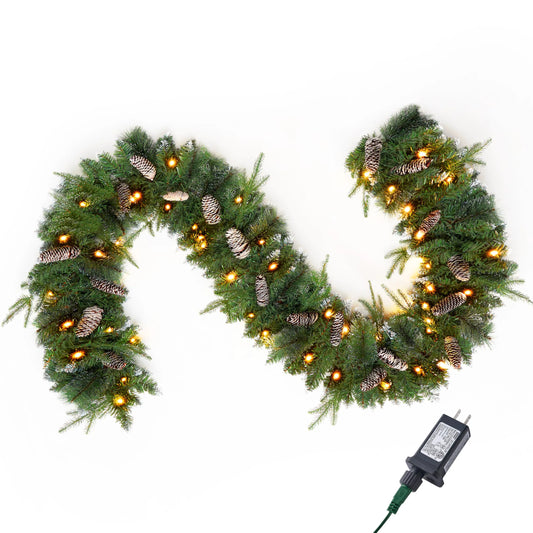 9-Foot Flocked Christmas Garland with Pine