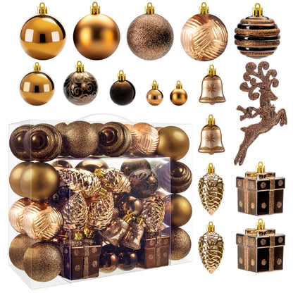 66-Piece Brown Christmas Ball Ornament Set