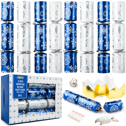 10-Inch Snowflake Christmas Party Favors (No-Snap, 8-Pack)