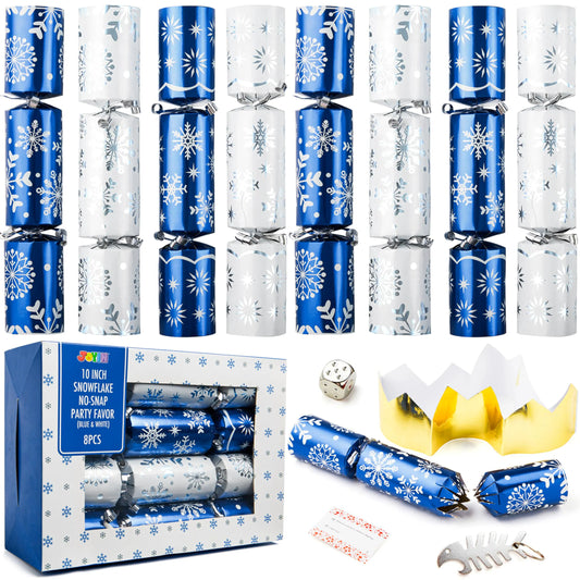 10-Inch Snowflake Christmas Party Favors (No-Snap, 8-Pack)