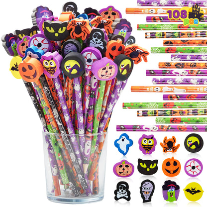 108-Piece Halloween Pencil Set with Erasers
