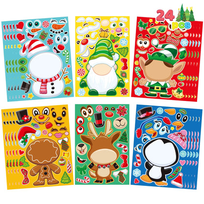 24 Christmas Make-a-Face Stickers