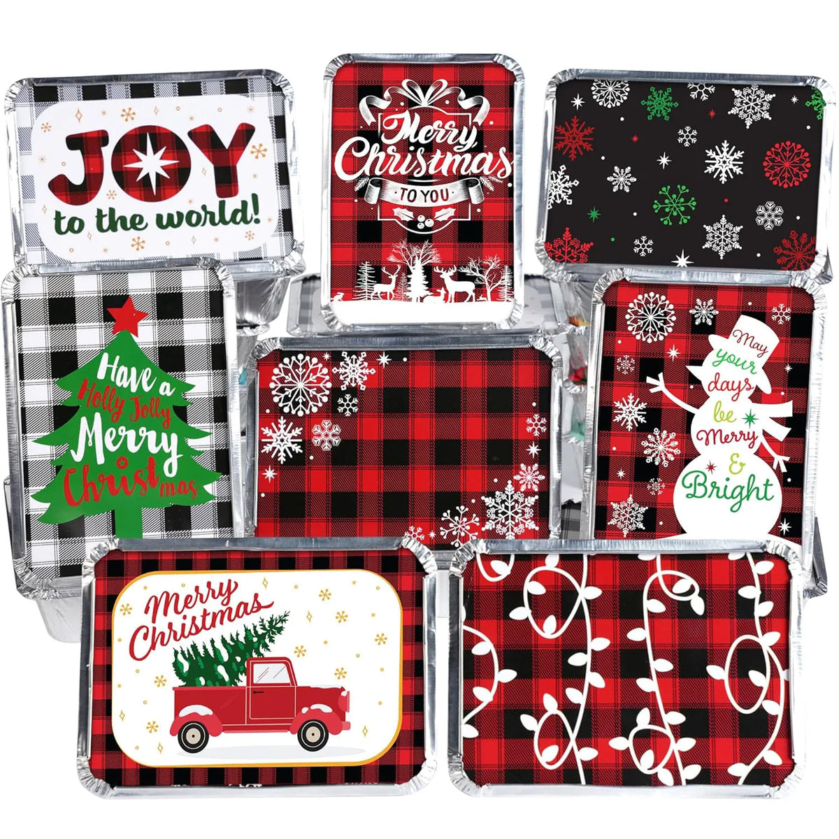 24-Pack Christmas Foil Containers with Lids