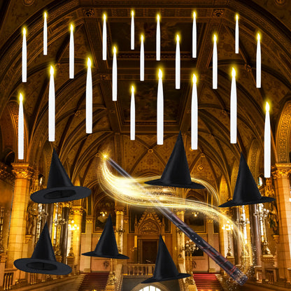 20-Pack Halloween Floating Candles with Witch Hat