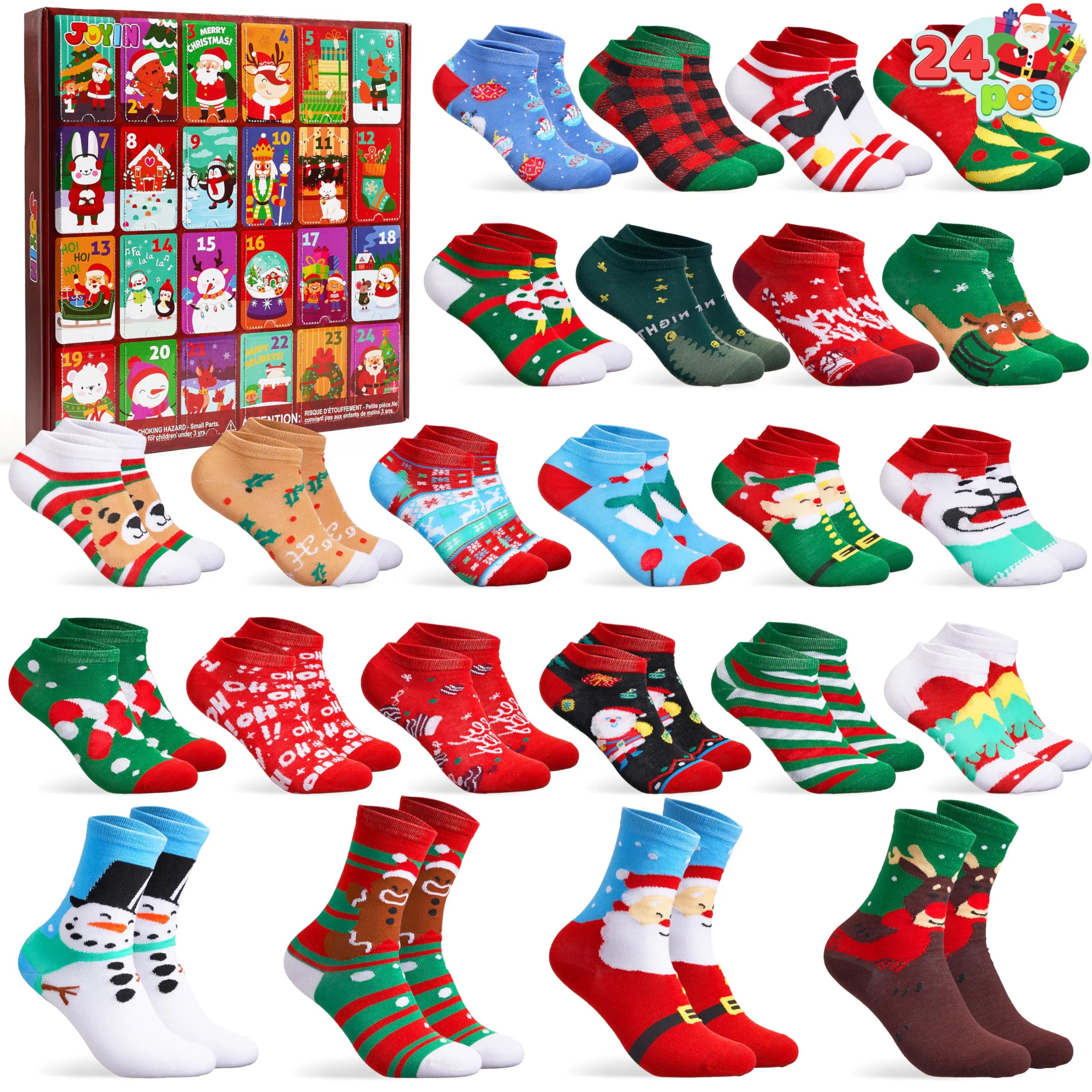 24 Days of Christmas Advent Calendar with Warm Cotton Socks for Adults