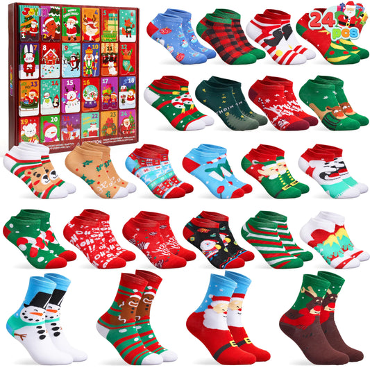 24 Days of Christmas Advent Calendar with Warm Cotton Socks for Adults