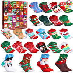 24 Days of Christmas Advent Calendar with Warm Cotton Socks for Adults