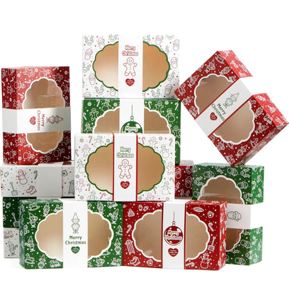 12-Pack Christmas Cookie Boxes for Gift Giving