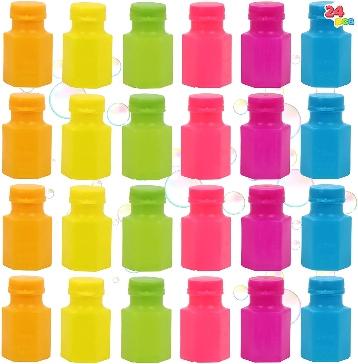 6 Colors Mini Bubble Bottles, 24 Pack