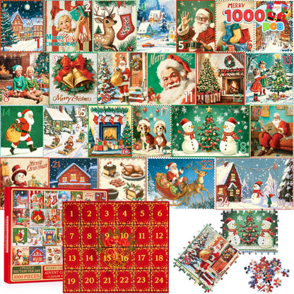 1000-Piece 24-Day Christmas Advent Calendar Puzzle Set