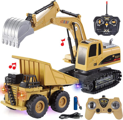 2-in-1 Remote Control Construction Vehicles, 2 Pack