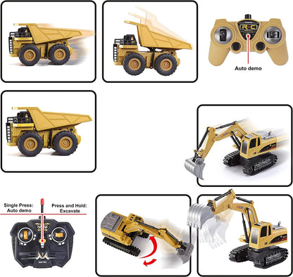 2-in-1 Remote Control Construction Vehicles, 2 Pack