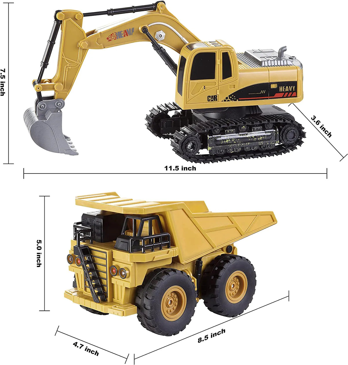 2-in-1 Remote Control Construction Vehicles, 2 Pack
