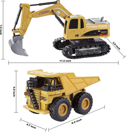2-in-1 Remote Control Construction Vehicles, 2 Pack