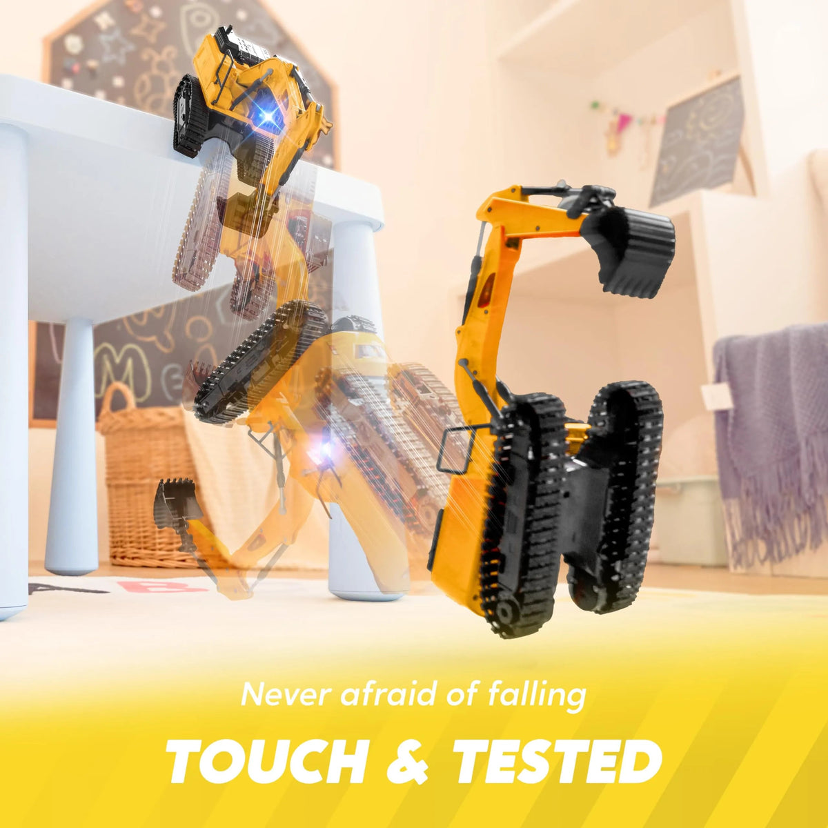 2.4GHz RC Excavator Toy with Lights for Kids Birthday Gift