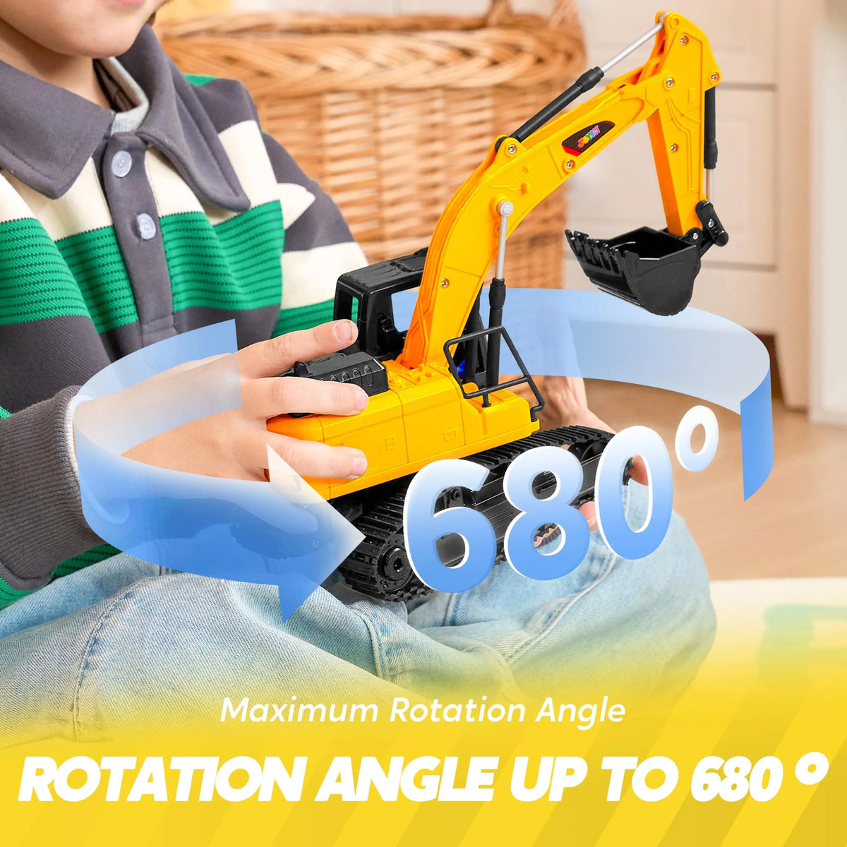 2.4GHz RC Excavator Toy with Lights for Kids Birthday Gift