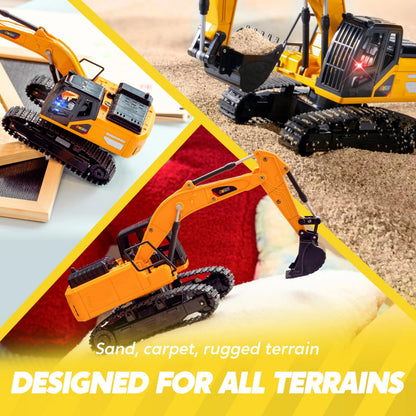 2.4GHz RC Excavator Toy with Lights for Kids Birthday Gift