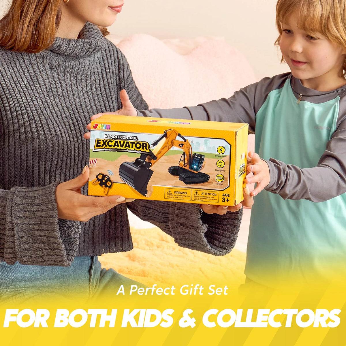2.4GHz RC Excavator Toy with Lights for Kids Birthday Gift