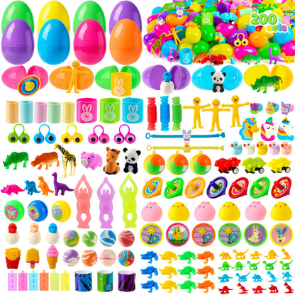 200 Prefilled Easter Eggs with Toys for Easter Hunt & Party Favors