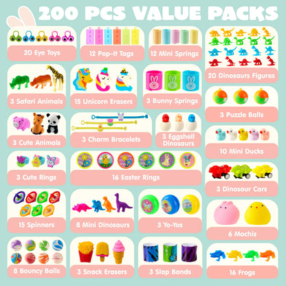 200 Prefilled Easter Eggs with Toys for Easter Hunt & Party Favors