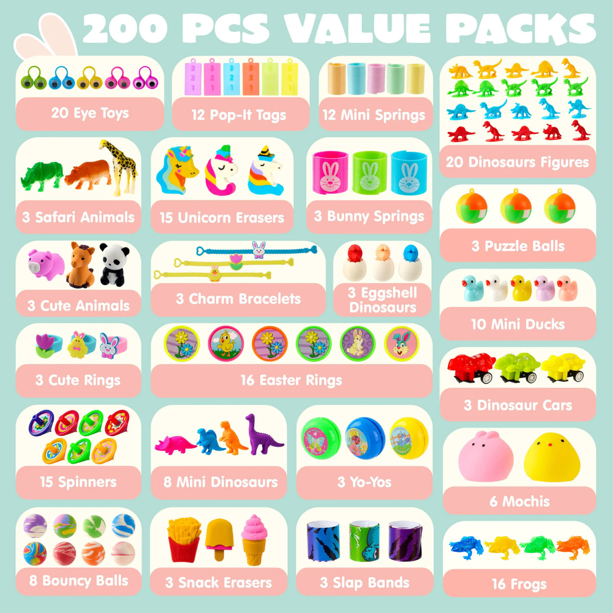 200 Prefilled Easter Eggs with Toys for Easter Hunt & Party Favors