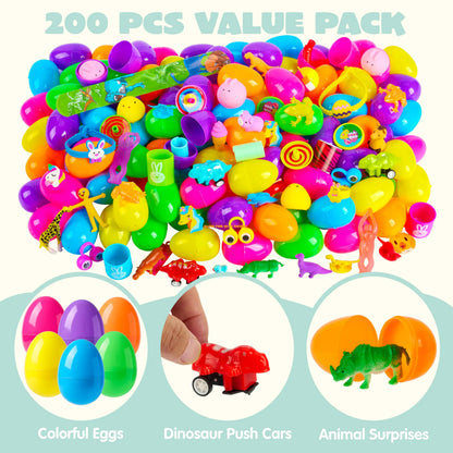 200 Prefilled Easter Eggs with Toys for Easter Hunt & Party Favors
