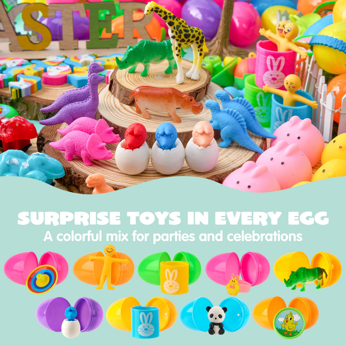 200 Prefilled Easter Eggs with Toys for Easter Hunt & Party Favors