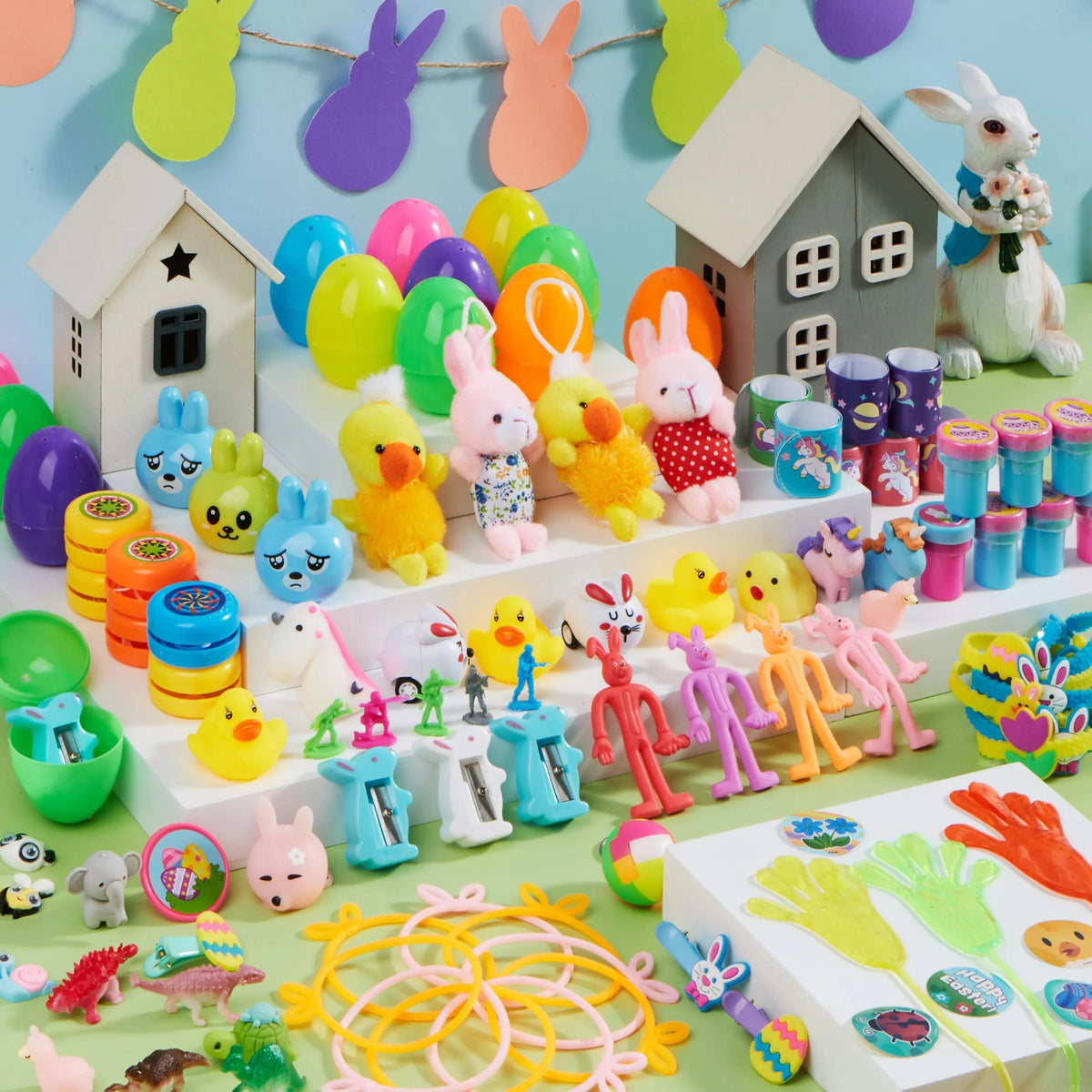 200 Cute Prefilled Easter Eggs with Toys and Stickers for Easter Egg Hunt