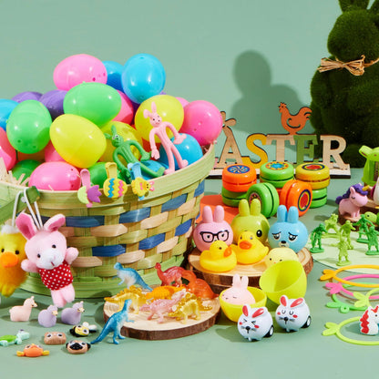200 Cute Prefilled Easter Eggs with Toys and Stickers for Easter Egg Hunt