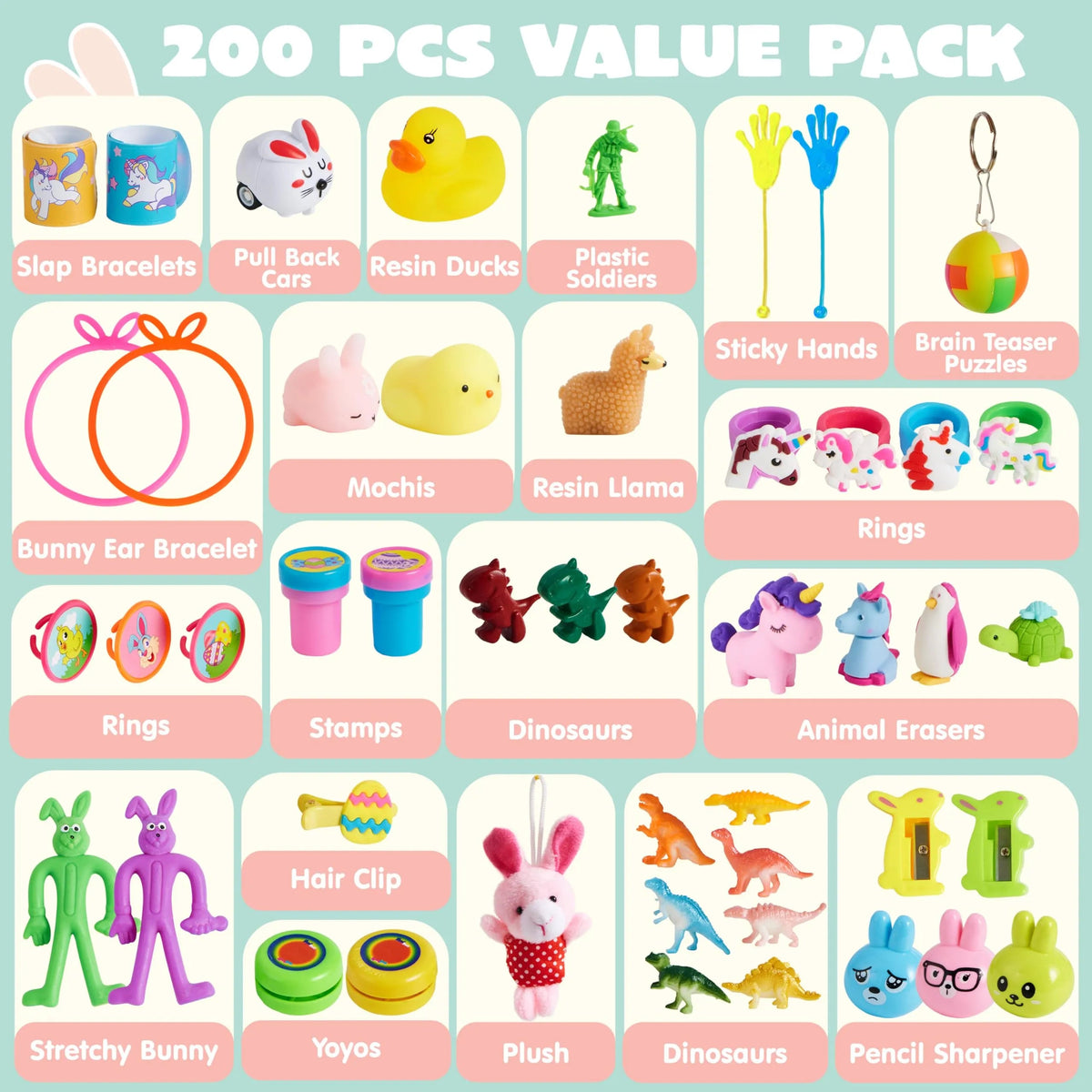 200 Cute Prefilled Easter Eggs with Toys and Stickers for Easter Egg Hunt