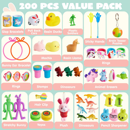 200 Cute Prefilled Easter Eggs with Toys and Stickers for Easter Egg Hunt