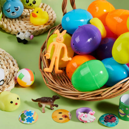 200 Cute Prefilled Easter Eggs with Toys and Stickers for Easter Egg Hunt