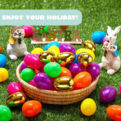 200Pcs Colorful & Golden Easter Egg Shells, 2.3in
