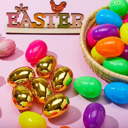 200Pcs Colorful & Golden Easter Egg Shells, 2.3in