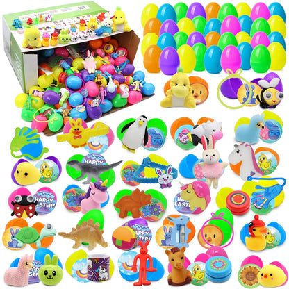 200 Cute Prefilled Easter Eggs with Toys and Stickers for Easter Egg Hunt