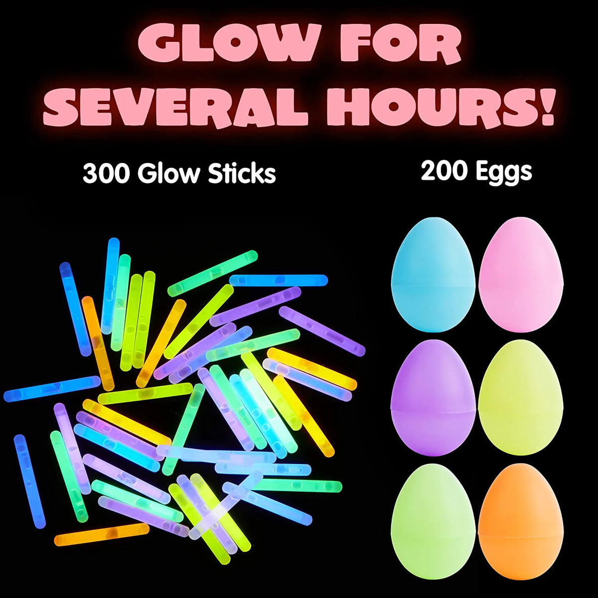 200 Prefilled Easter Glow Sticks (2.4in) in Eggs
