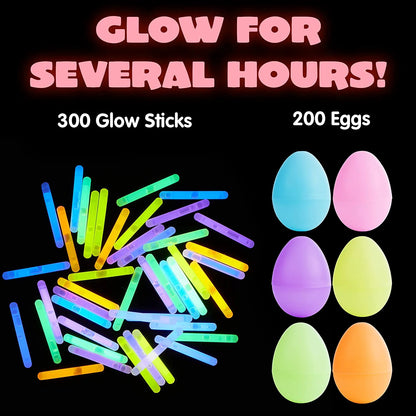 200 Prefilled Easter Glow Sticks (2.4in) in Eggs