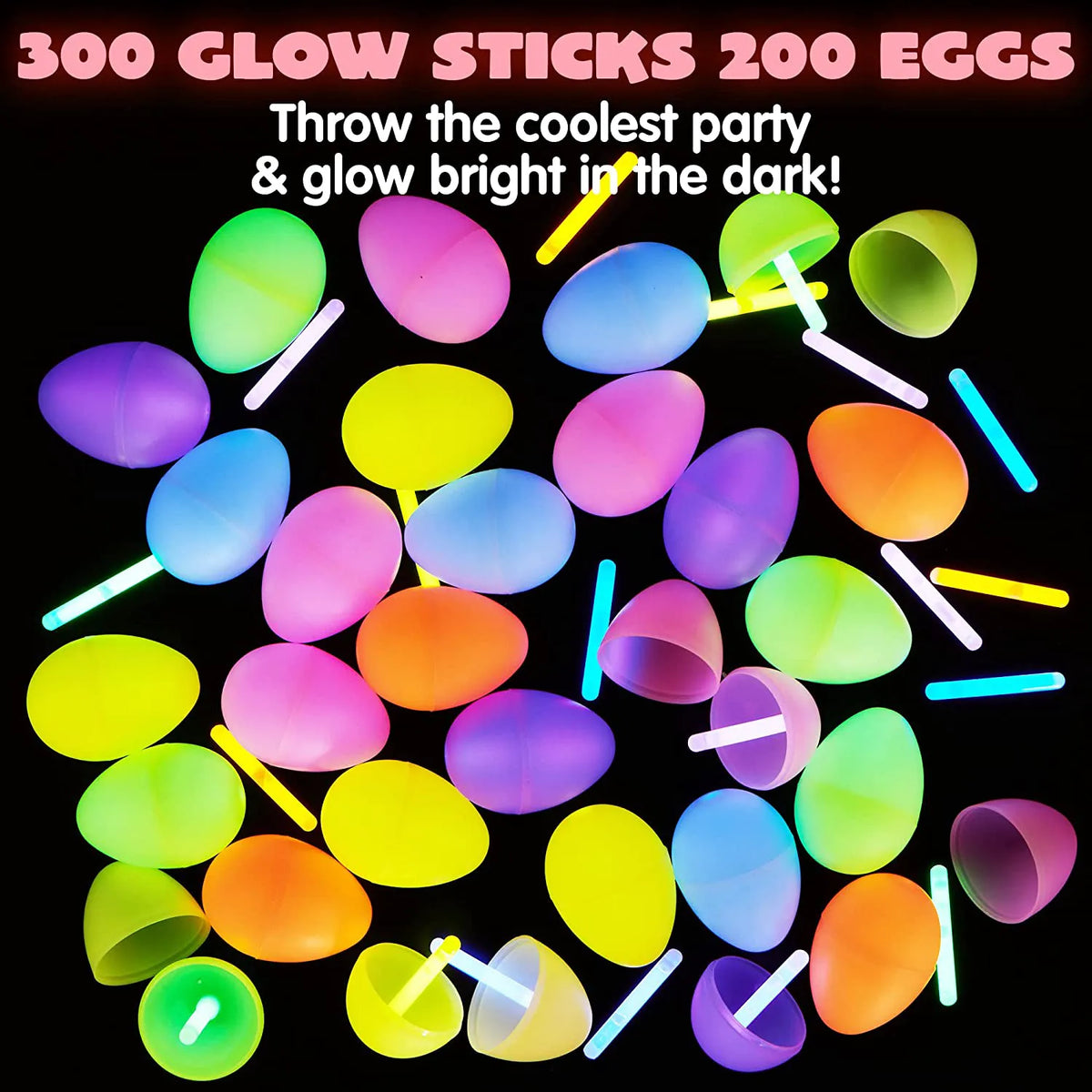 200 Prefilled Easter Glow Sticks (2.4in) in Eggs
