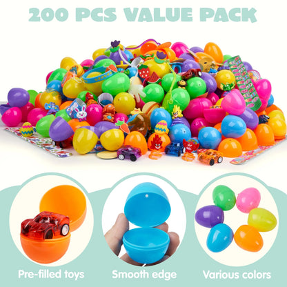 200 Prefilled Easter Eggs with Assorted Toys and Stickers Inside