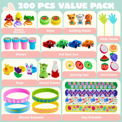 200 Prefilled Easter Eggs with Assorted Toys and Stickers Inside