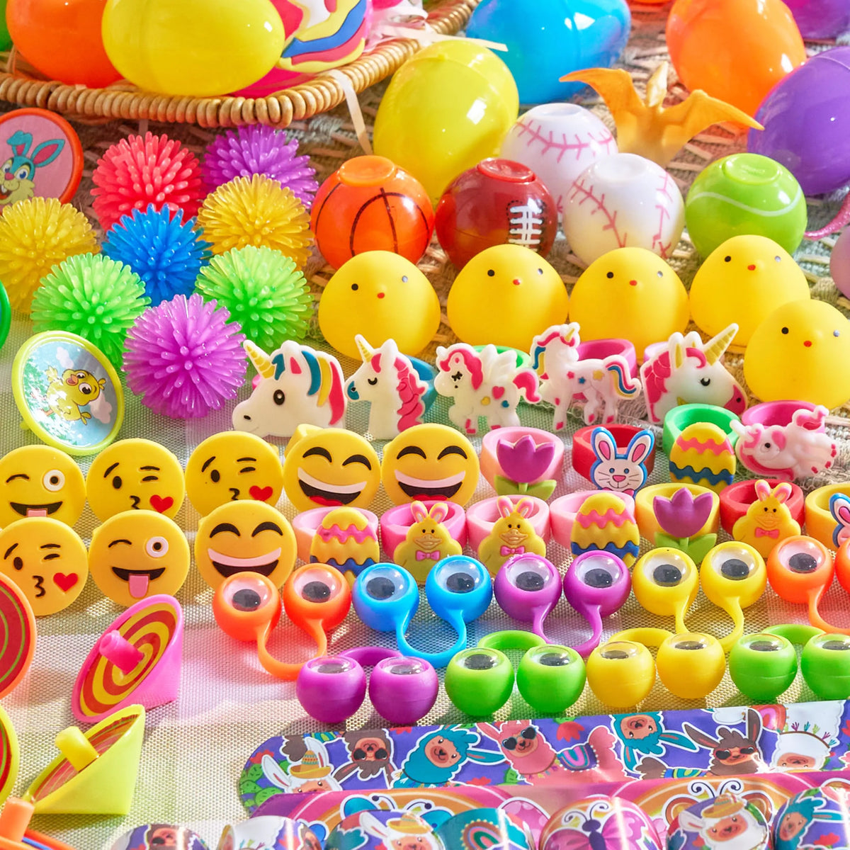 200 Prefilled Easter Eggs with Toys & Stickers, Easter Party Favors for Kids