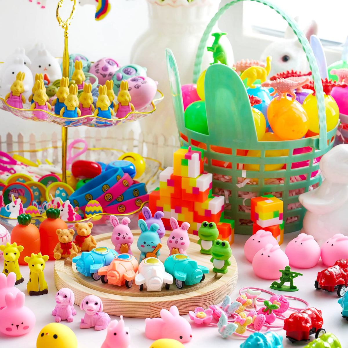 200 Prefilled Easter Eggs with Toys & Stickers, Easter Party Favors for Kids