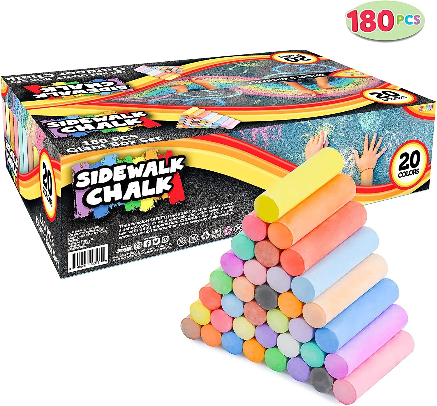 20 Colors Chalk Set - 180 Pieces